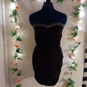 Black straight strapless Dress